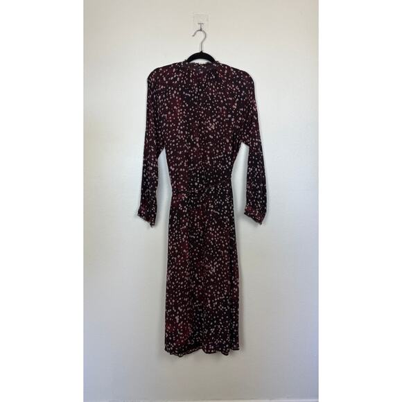 Cloth & Stone Abstract Polka Dot Long Sleeve Tie Waist Midi Dress Large - Picture 3 of 5